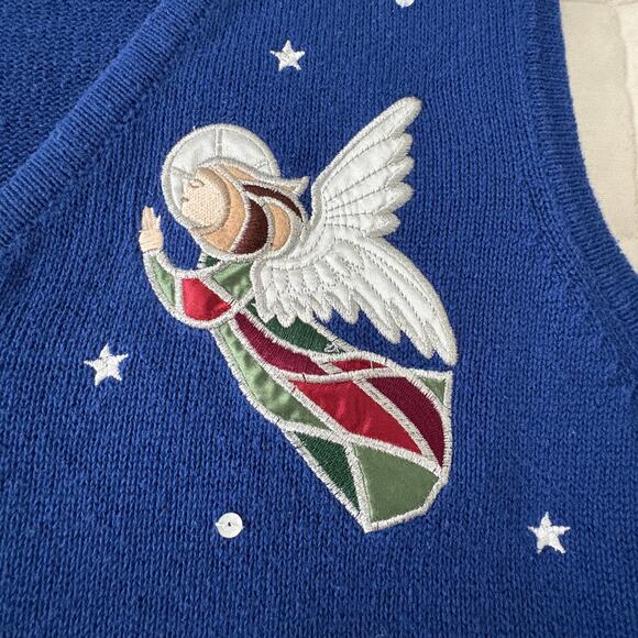 Westbound Woman Nativity Christmas Sweater Vest 1X Embroidered Religious - Picture 8 of 8